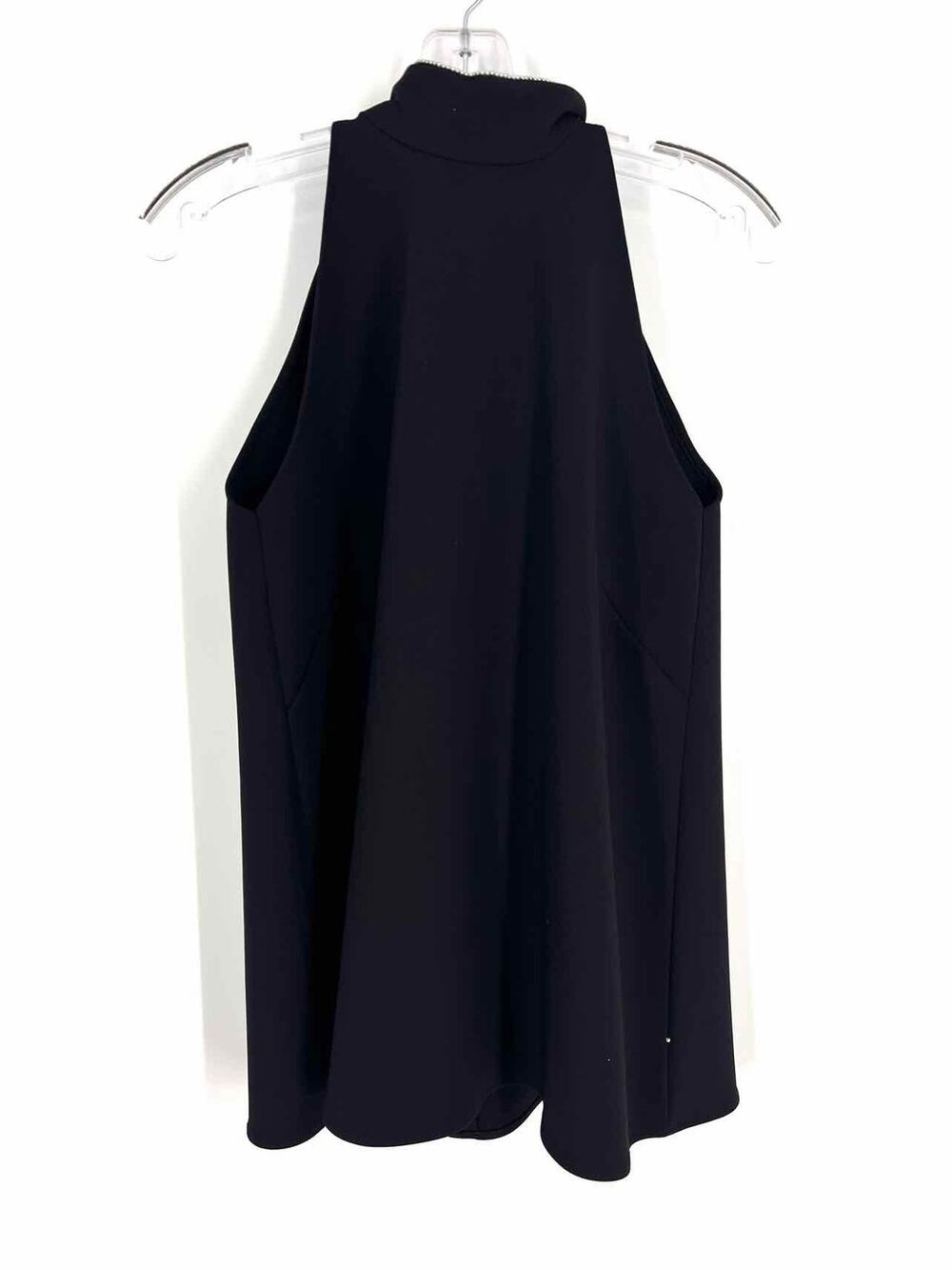 Pearl Size XS Black/Silver Trim Solid Designer Top-Sleeveless